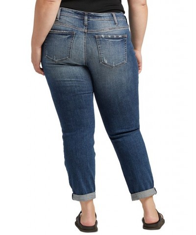 Plus Size Destructed Boyfriend Jeans Indigo $29.38 Jeans