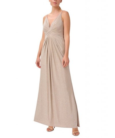 Women's Sleeveless V-Neck Twist-Front Gown Champagne $93.21 Dresses