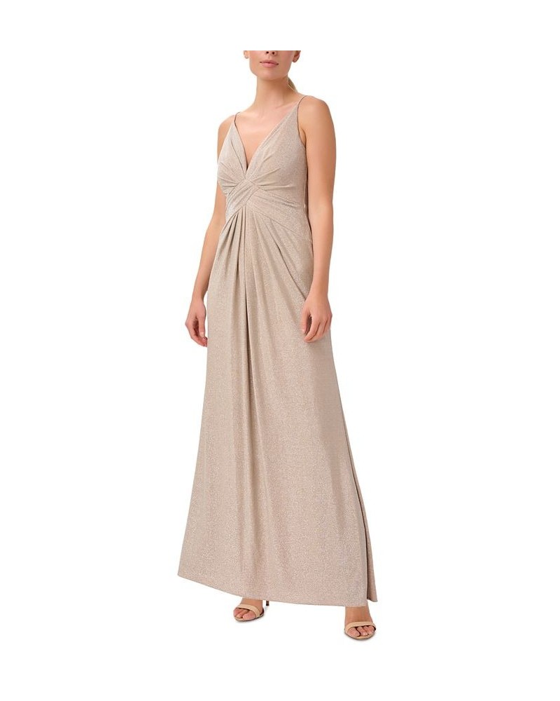 Women's Sleeveless V-Neck Twist-Front Gown Champagne $93.21 Dresses