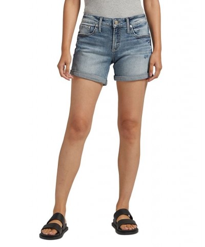 Women's Mid-Rise Denim Boyfriend Shorts Indigo $33.30 Shorts