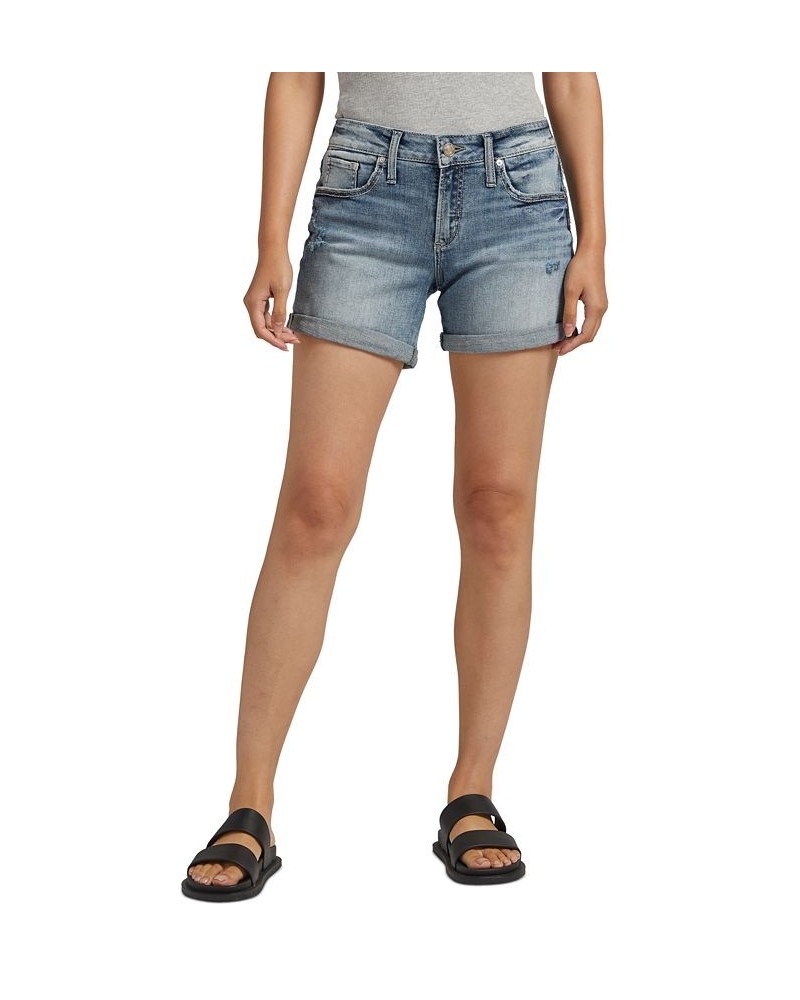 Women's Mid-Rise Denim Boyfriend Shorts Indigo $33.30 Shorts