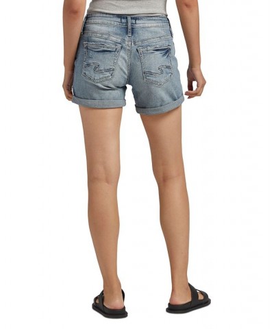 Women's Mid-Rise Denim Boyfriend Shorts Indigo $33.30 Shorts