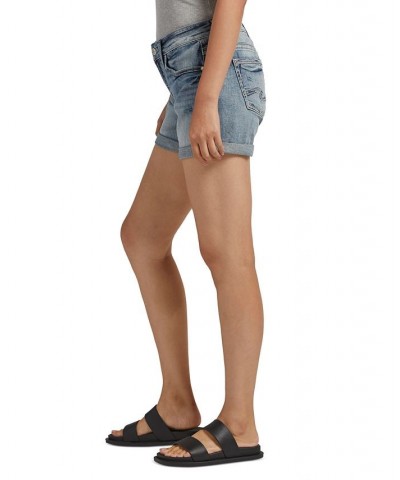 Women's Mid-Rise Denim Boyfriend Shorts Indigo $33.30 Shorts