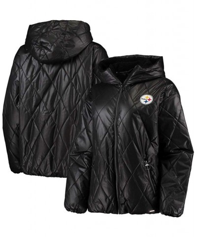 Women's Black Pittsburgh Steelers Charlotte Full-Zip Hoodie Puffer Jacket Black $49.95 Jackets