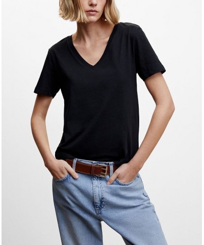 Women's Essential Cotton-Blend T-shirt Black $13.77 Tops