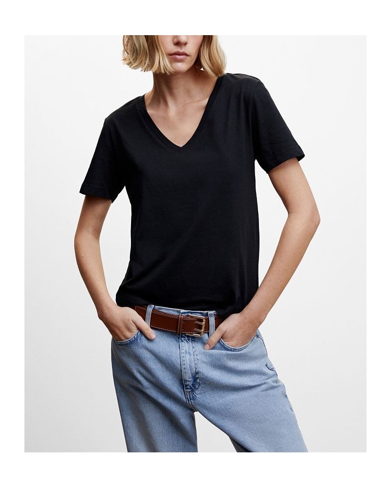 Women's Essential Cotton-Blend T-shirt Black $13.77 Tops