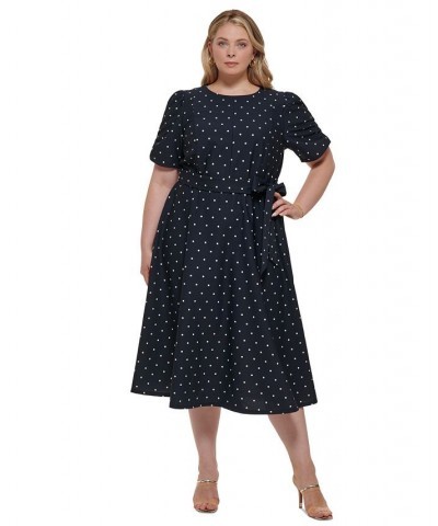 Plus Size Print Fit & Flare Dress Midnight/Ivory $32.99 Dresses