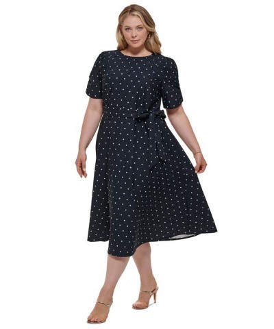 Plus Size Print Fit & Flare Dress Midnight/Ivory $32.99 Dresses