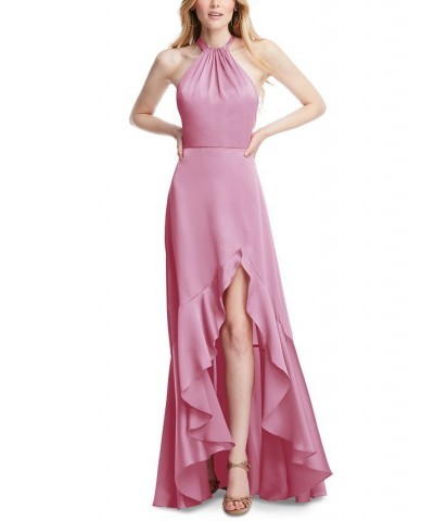 Women's High-Slit Ruffled-Hem Gown Pink $113.20 Dresses