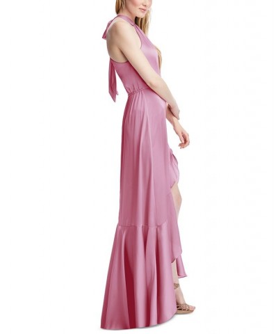 Women's High-Slit Ruffled-Hem Gown Pink $113.20 Dresses