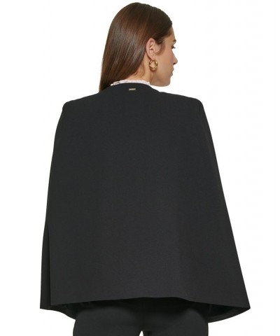 Women's Collarless Open-Front Cape-Sleeve Jacket Black $55.13 Jackets