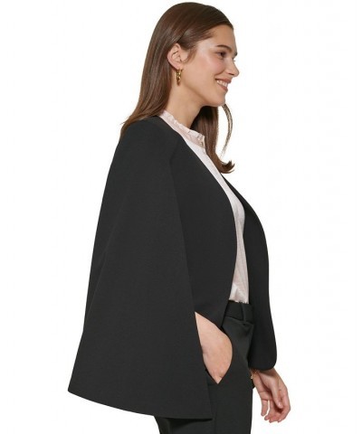 Women's Collarless Open-Front Cape-Sleeve Jacket Black $55.13 Jackets