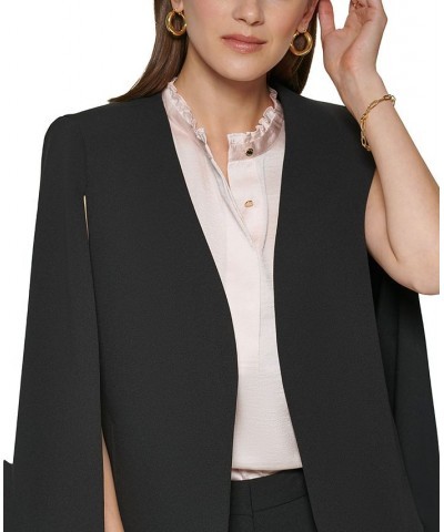 Women's Collarless Open-Front Cape-Sleeve Jacket Black $55.13 Jackets