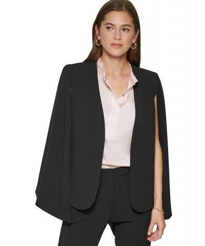 Women's Collarless Open-Front Cape-Sleeve Jacket Black $55.13 Jackets