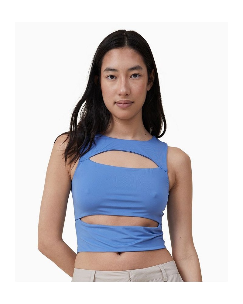 Women's Cody Cut Out Tank Top Blue $16.10 Tops