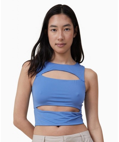 Women's Cody Cut Out Tank Top Blue $16.10 Tops