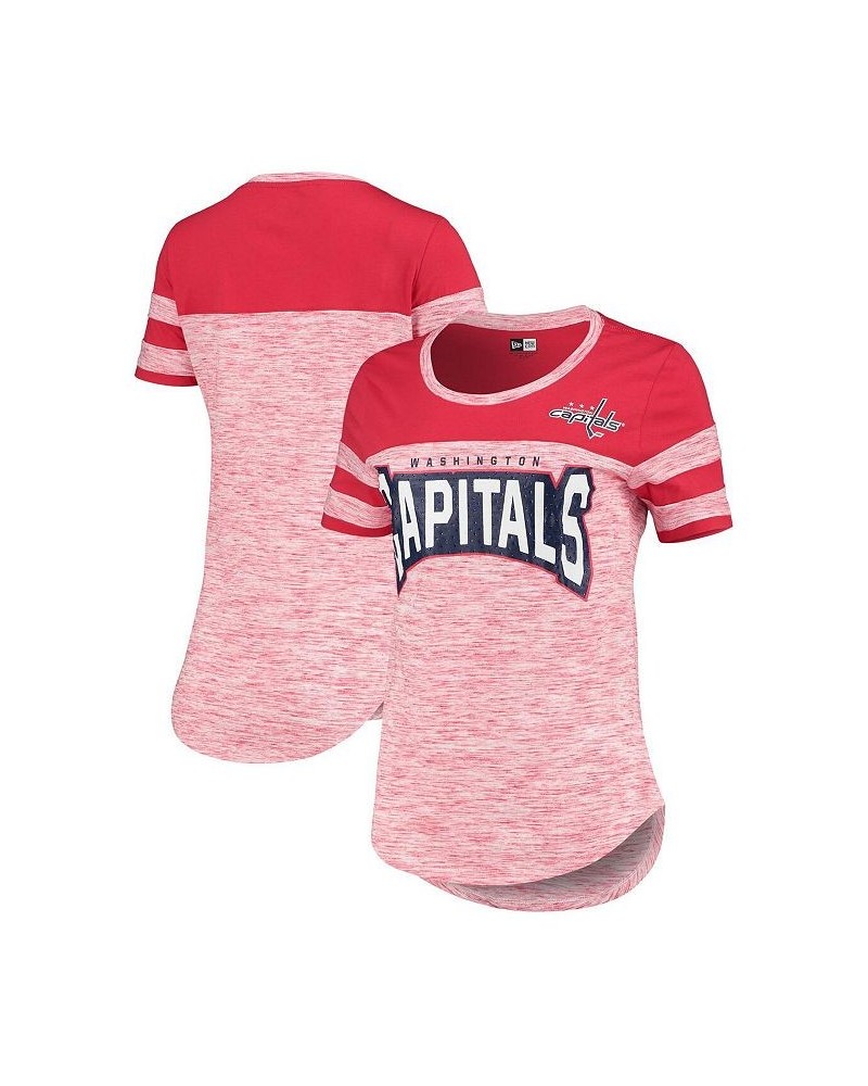 Women's by New Era Red Washington Capitals Space Dye Stripes T-shirt Red $26.99 Tops