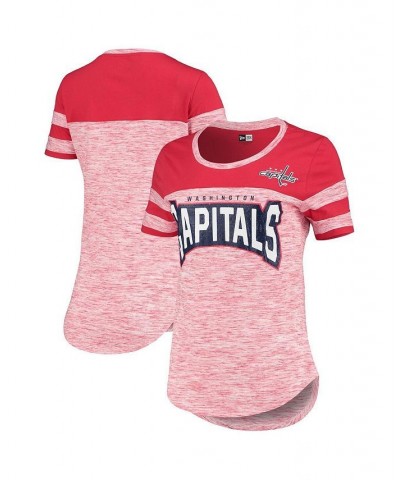 Women's by New Era Red Washington Capitals Space Dye Stripes T-shirt Red $26.99 Tops