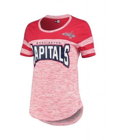 Women's by New Era Red Washington Capitals Space Dye Stripes T-shirt Red $26.99 Tops