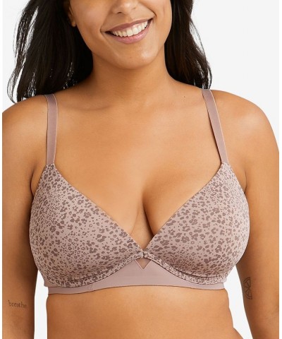 Women's One Fab Fit Wireless Demi Bra DM2301 Iced Mocha Leopard Print $13.33 Bras