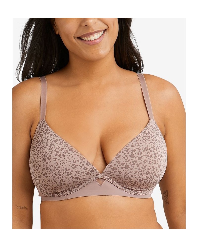 Women's One Fab Fit Wireless Demi Bra DM2301 Iced Mocha Leopard Print $13.33 Bras