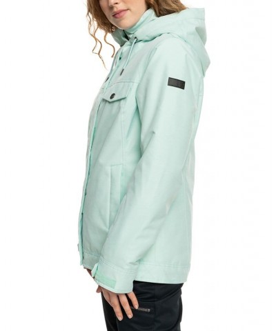 Juniors' Billie Hooded Zip-Front Snow Jacket Fair Aqua $55.79 Jackets