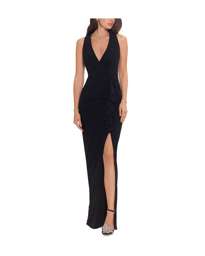 Ruffled V-Neck Gown Black $77.33 Dresses