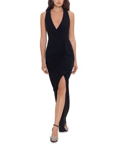 Ruffled V-Neck Gown Black $77.33 Dresses