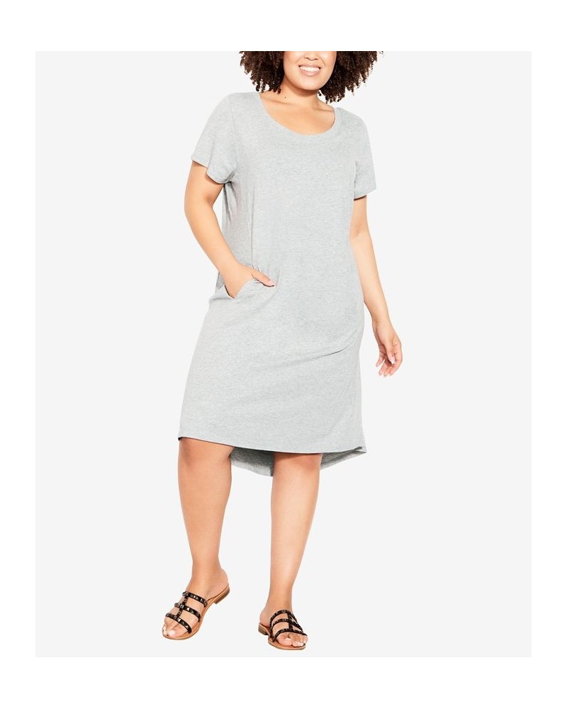 Plus Size Hello Sunshine Plain Dress Gray Marle $29.01 Dresses