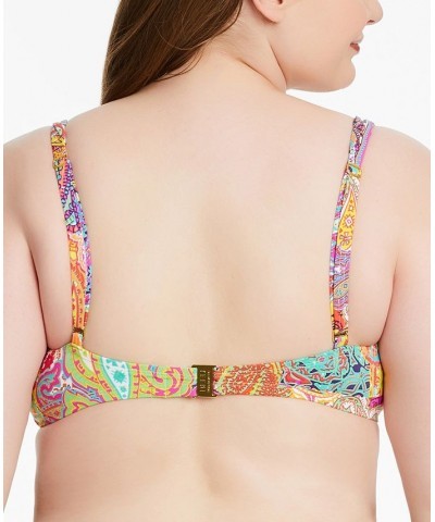 Plus Size Bohemian Paradise Shirred Bandeau Bikini Top Multi $23.81 Swimsuits