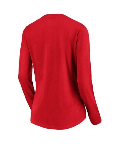 Women's Red Cincinnati Reds Core Team Long Sleeve V-Neck T-shirt Red $20.25 Tops