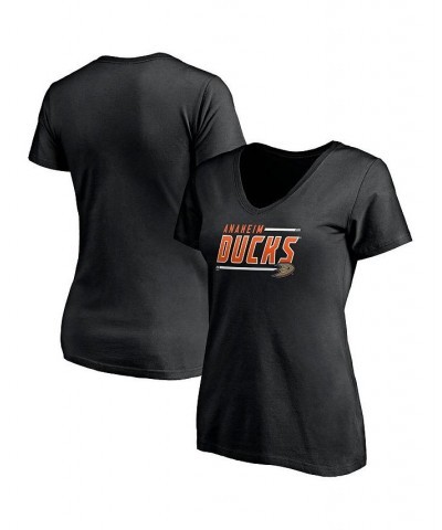 Women's Black Anaheim Ducks Plus Size Mascot In Bounds V-Neck T-shirt Black $15.20 Tops