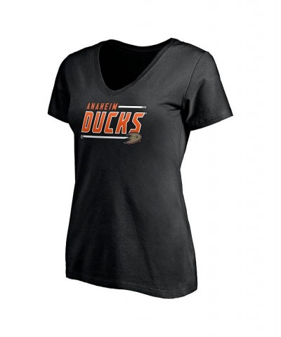 Women's Black Anaheim Ducks Plus Size Mascot In Bounds V-Neck T-shirt Black $15.20 Tops