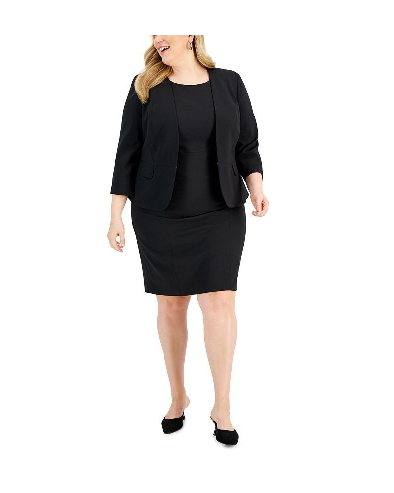 Plus Size Open-Front Sheath Dress Suit Black $57.80 Suits