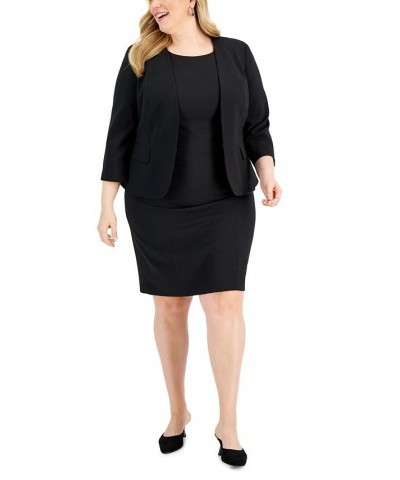 Plus Size Open-Front Sheath Dress Suit Black $57.80 Suits