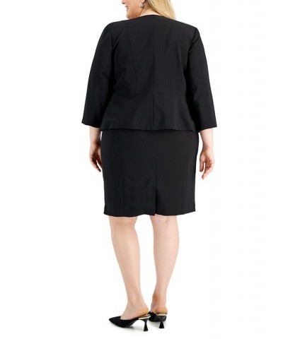 Plus Size Open-Front Sheath Dress Suit Black $57.80 Suits