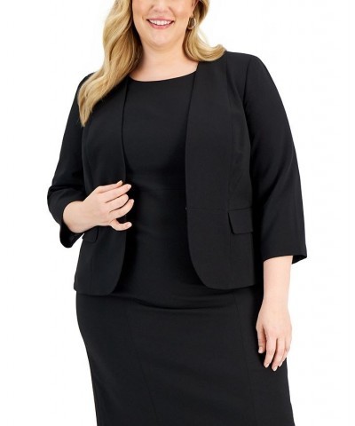 Plus Size Open-Front Sheath Dress Suit Black $57.80 Suits