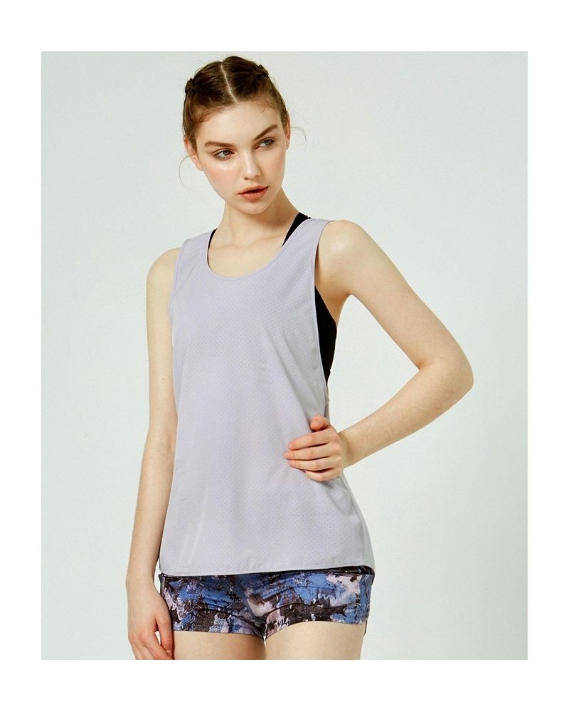 Atlas Laser Cut Mesh Tank for Women Purple $41.34 Tops