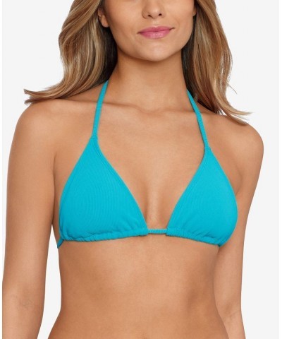 Women's Ribbed String Triangle Bikini Top & Matching Bottoms Blue $13.20 Swimsuits