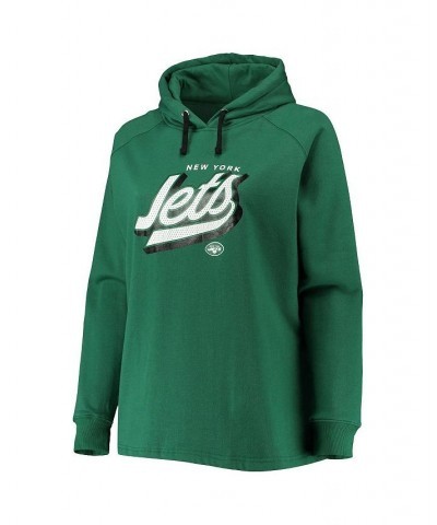 Women's Branded Green New York Jets Plus Size First Contact Raglan Pullover Hoodie Green $34.50 Sweatshirts