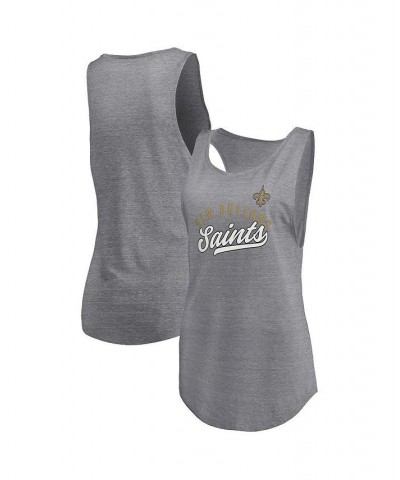 Women's Branded Heathered Gray New Orleans Saints Quality Time Scoop Neck Tri-Blend Tank Top Heathered Gray $15.40 Tops