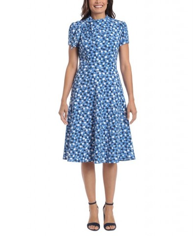 Petite Polka-Dot Tie-Neck Midi Dress Chambray $38.08 Dresses