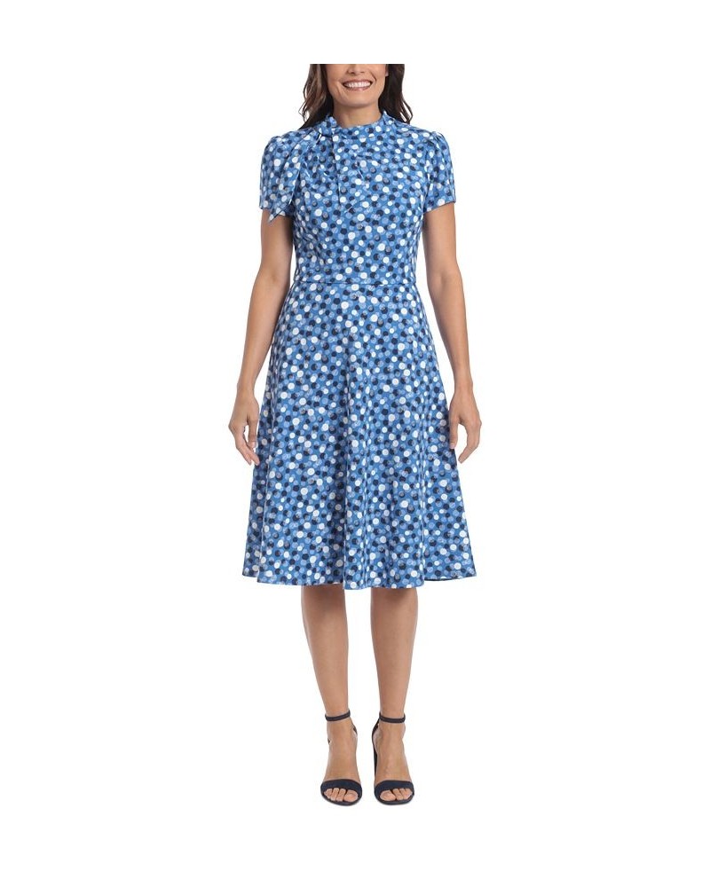 Petite Polka-Dot Tie-Neck Midi Dress Chambray $38.08 Dresses