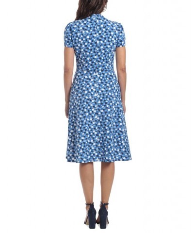 Petite Polka-Dot Tie-Neck Midi Dress Chambray $38.08 Dresses