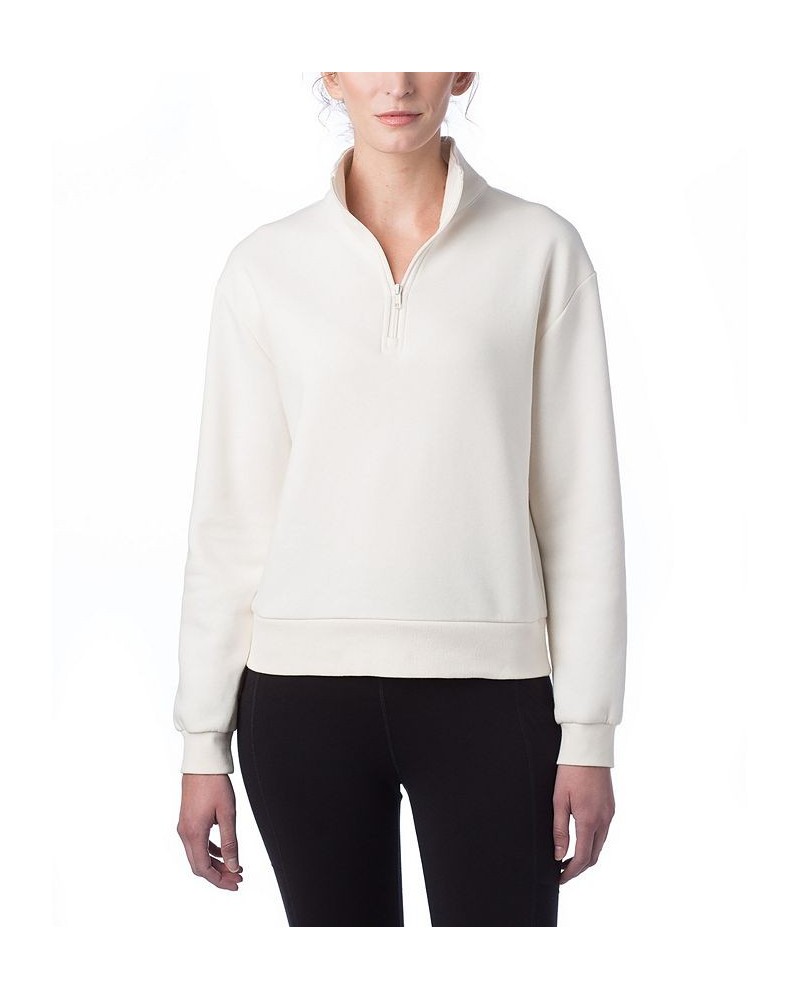 Women's Eco Cozy Fleece Mock Neck Sweatshirt White $27.88 Sweatshirts