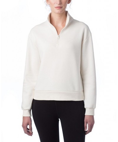 Women's Eco Cozy Fleece Mock Neck Sweatshirt White $27.88 Sweatshirts