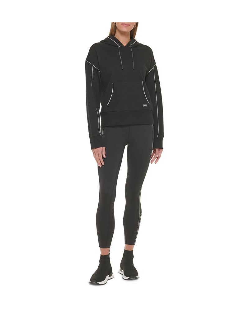 Women's Reflective Piping Hoodie Black $20.40 Sweatshirts