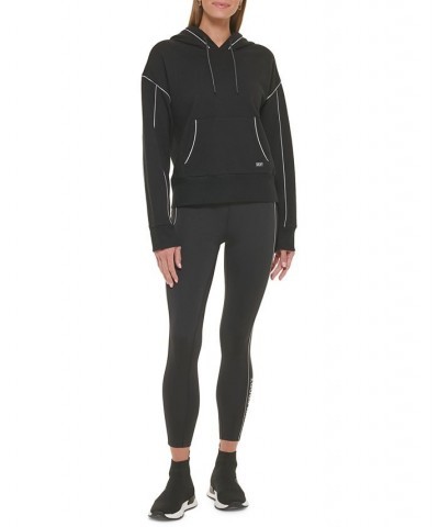 Women's Reflective Piping Hoodie Black $20.40 Sweatshirts