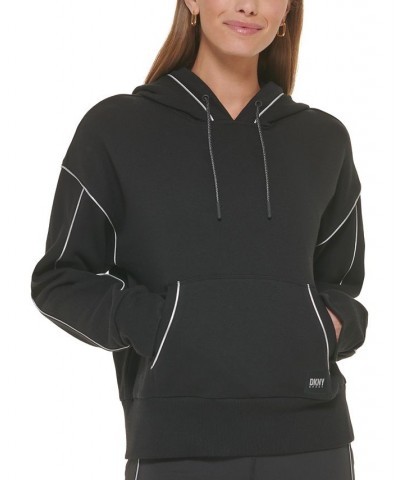 Women's Reflective Piping Hoodie Black $20.40 Sweatshirts