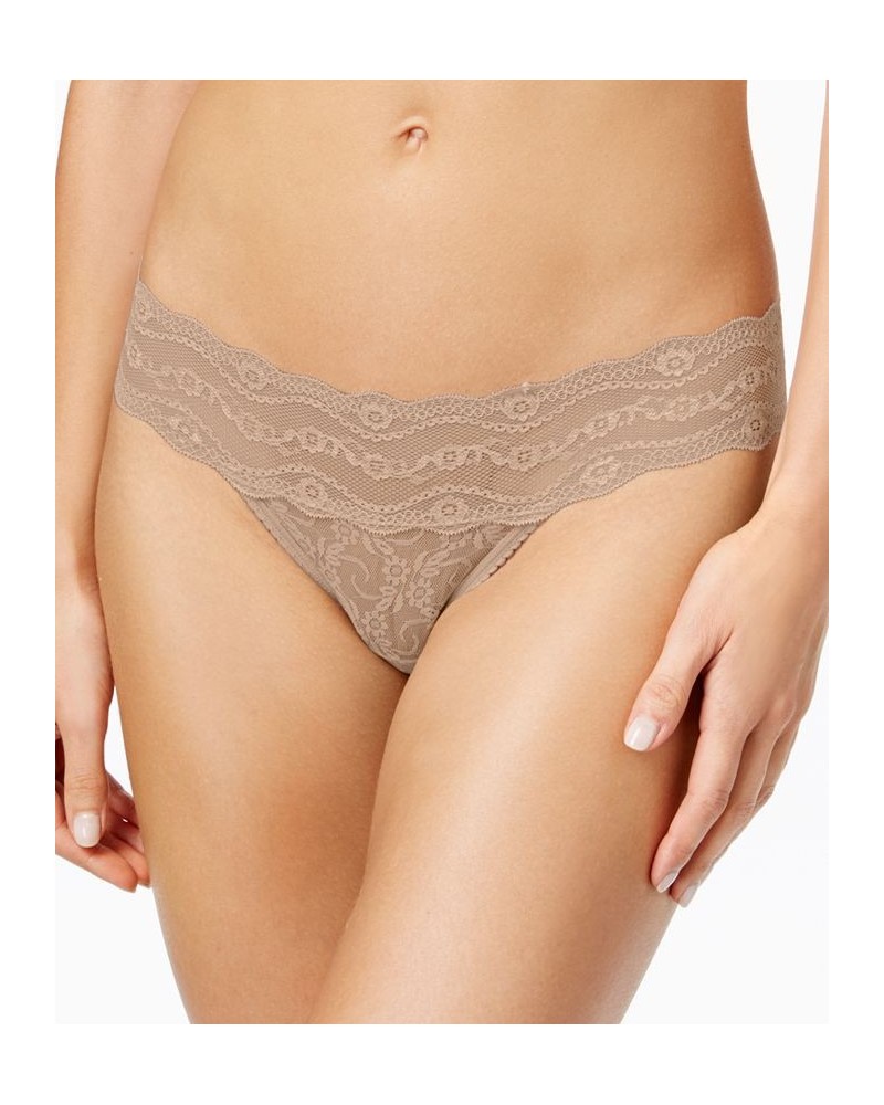 Lace Kiss Thong Underwear 970182 Tan/Beige $9.94 Panty